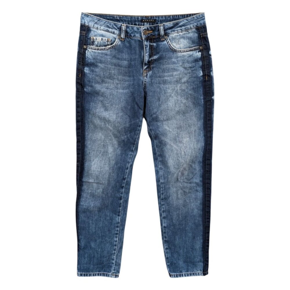 Sisley Distressed Ankle Jeans Womens Blue 2 Tone Cotton Denim Size 29